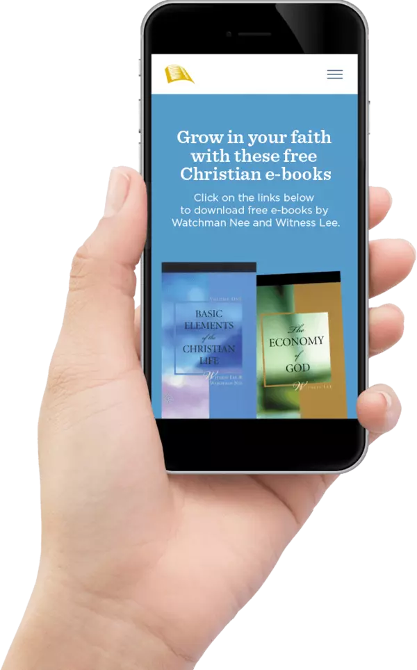 e-books by Watchman Nee and Witness Lee on the phone screen